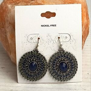 Target 🎯 Nickel Free Dangle Earrings Blu/Silver Bohemian Casual